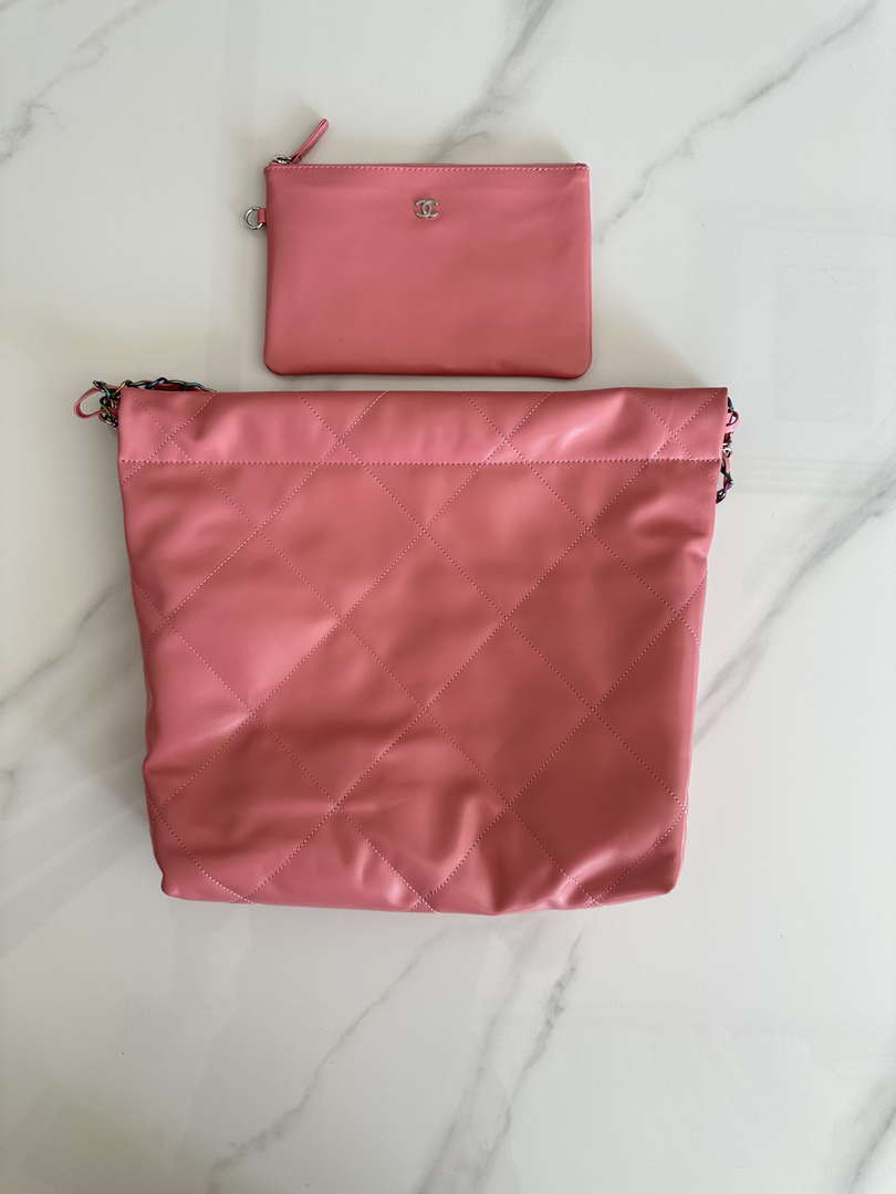 Chanel 22 AS3260 Small Handbag Shiny Calfskin Pink Symphony Hardware - Default Title - View 2