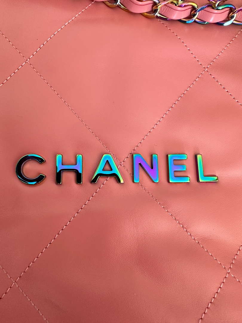 Chanel 22 AS3260 Small Handbag Shiny Calfskin Pink Symphony Hardware - Default Title - View 3