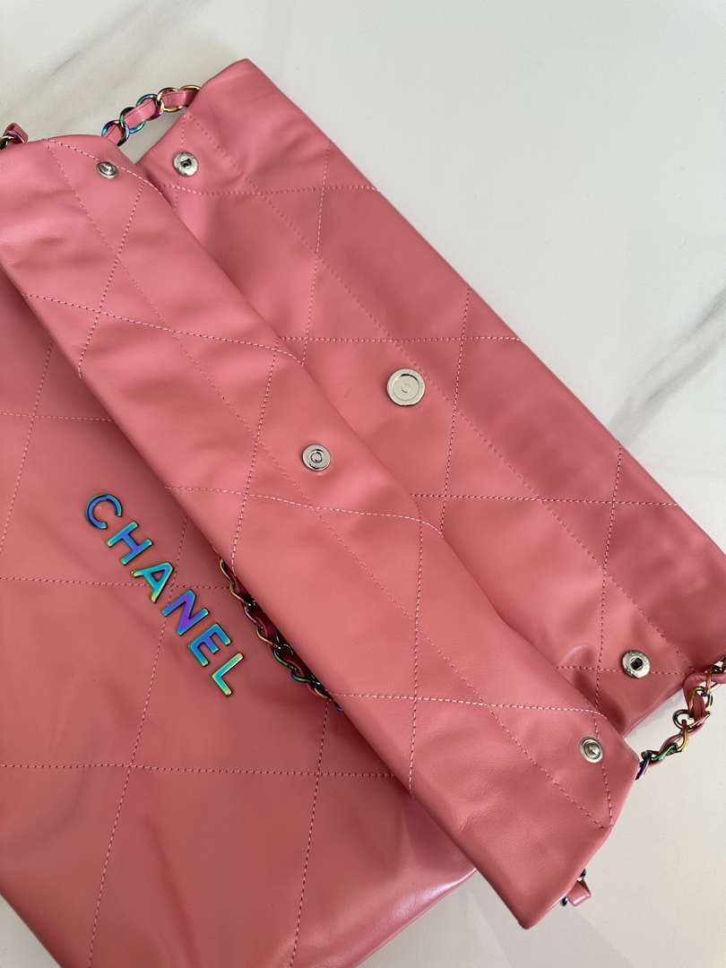 Chanel 22 AS3260 Small Handbag Shiny Calfskin Pink Symphony Hardware - Default Title - View 5