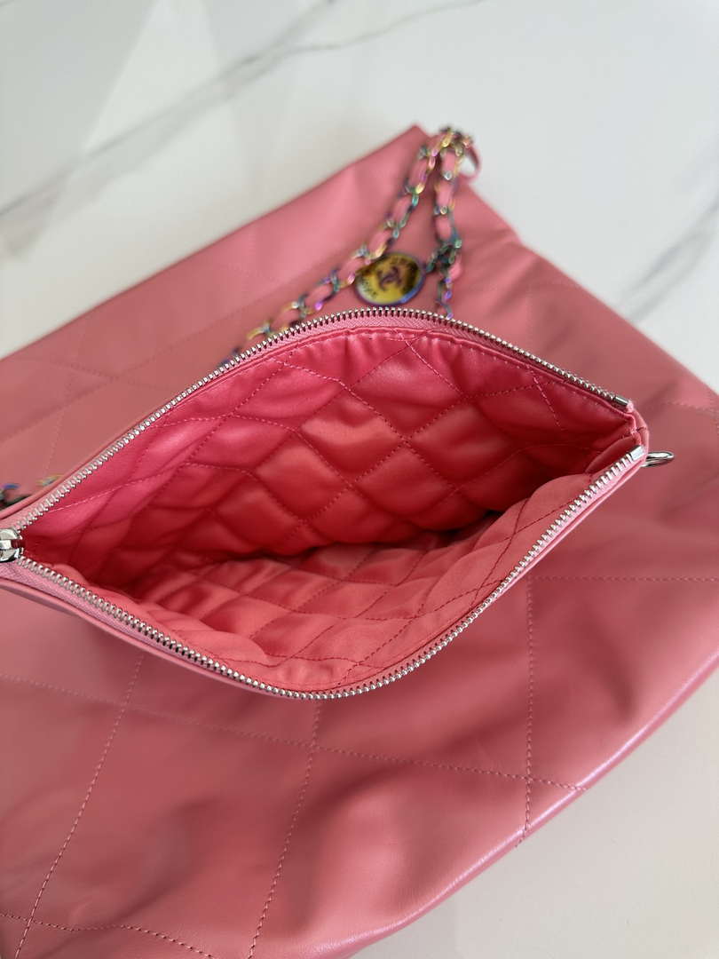 Chanel 22 AS3260 Small Handbag Shiny Calfskin Pink Symphony Hardware