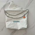 Chanel 22 AS3260 Small Handbag Shiny Calfskin White Symphony Hardware - Default Title - View 1