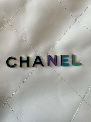 Chanel 22 AS3260 Small Handbag Shiny Calfskin White Symphony Hardware - Default Title - View 3
