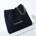 Chanel 22 AS3260 Small Handbag Velvet Black Gold - Default Title - View 1