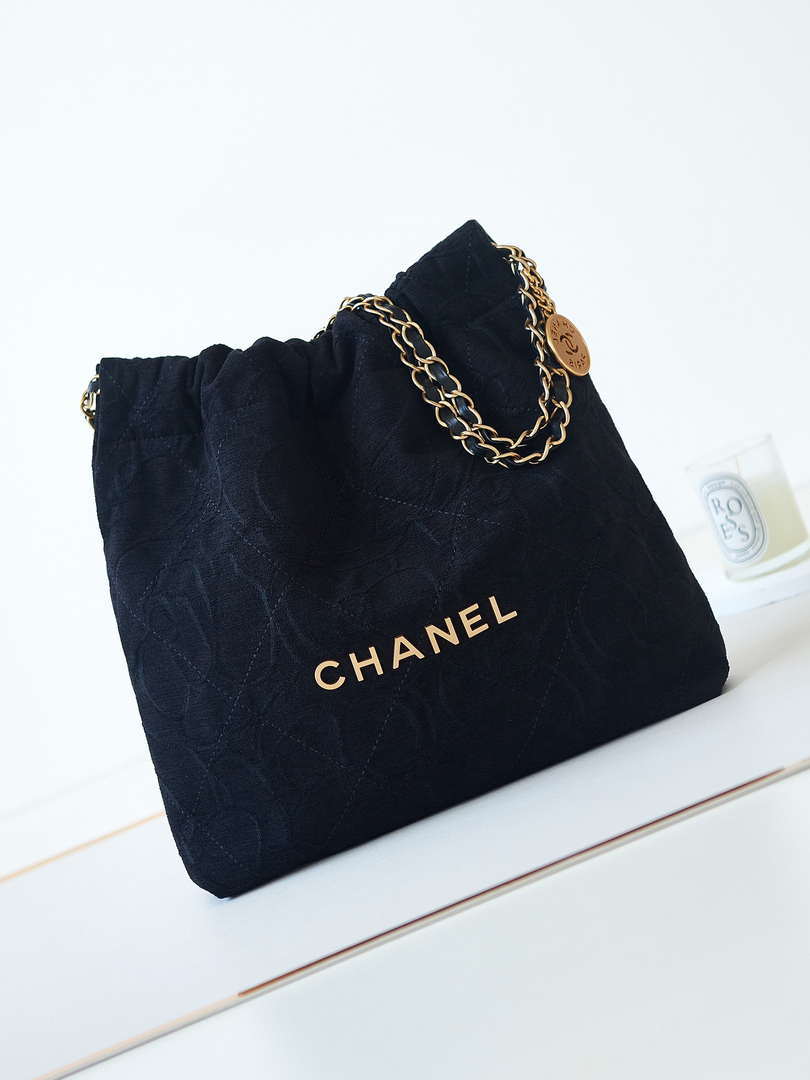 Chanel 22 AS3260 Small Handbag Velvet Black Gold - Default Title - View 1
