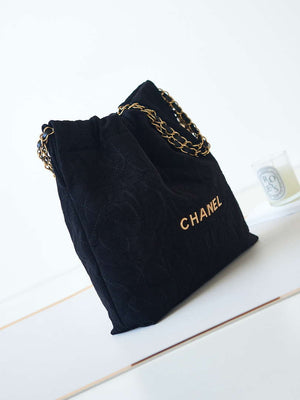 Chanel 22 AS3260 Small Handbag Velvet Black Gold - Default Title - View 2