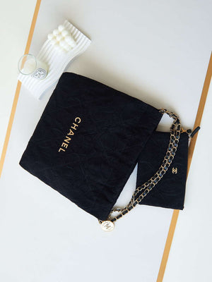 Chanel 22 AS3260 Small Handbag Velvet Black Gold - Default Title - View 7