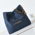 Chanel 22 AS3260 Small Handbag Velvet Navy Blue Gold - Default Title - View 1