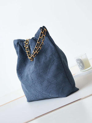 Chanel 22 AS3260 Small Handbag Velvet Navy Blue Gold - Default Title - View 3