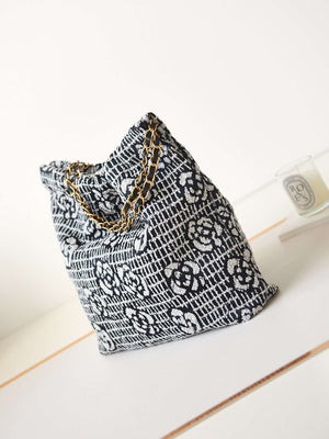 Chanel 22 AS3260 Small Handbag Velvet White &Black Gold - Default Title - View 4
