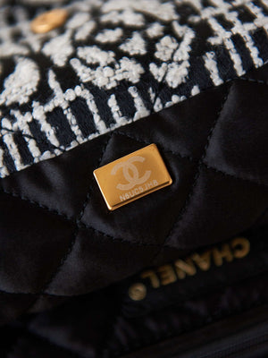 Chanel 22 AS3260 Small Handbag Velvet White &Black Gold - Default Title - View 9