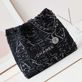 Chanel 22 AS3261 Handbag 24A Black Denim embroidered & Silver-Tone Metal - Default Title - View 1