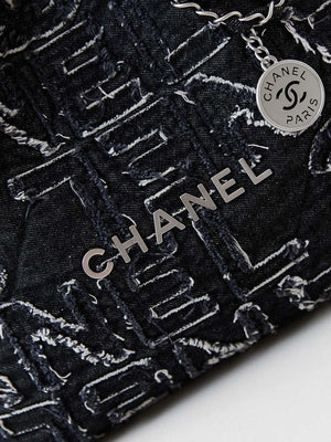 Chanel 22 AS3261 Handbag 24A Black Denim embroidered & Silver-Tone Metal - Default Title - View 2