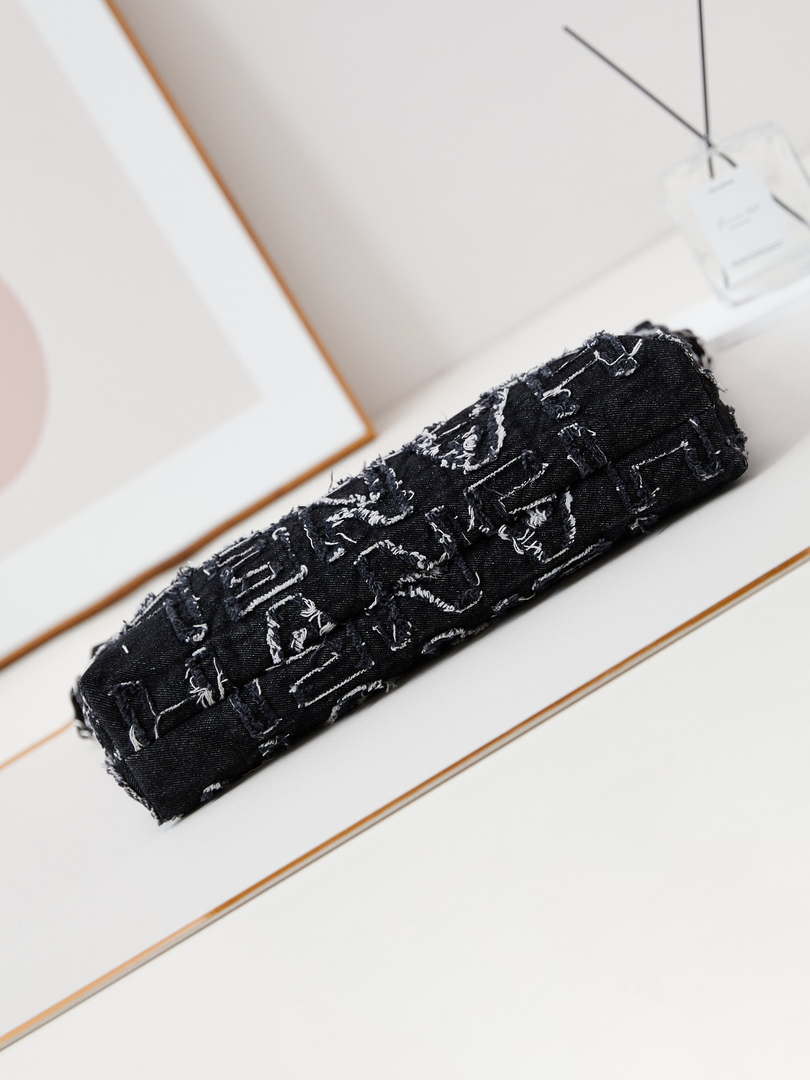 Chanel 22 AS3261 Handbag 24A Black Denim embroidered & Silver-Tone Metal - Default Title - View 6