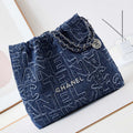 Chanel 22 AS3261 Handbag 24A Denim embroidered & Silver-Tone Metal - Default Title - View 1