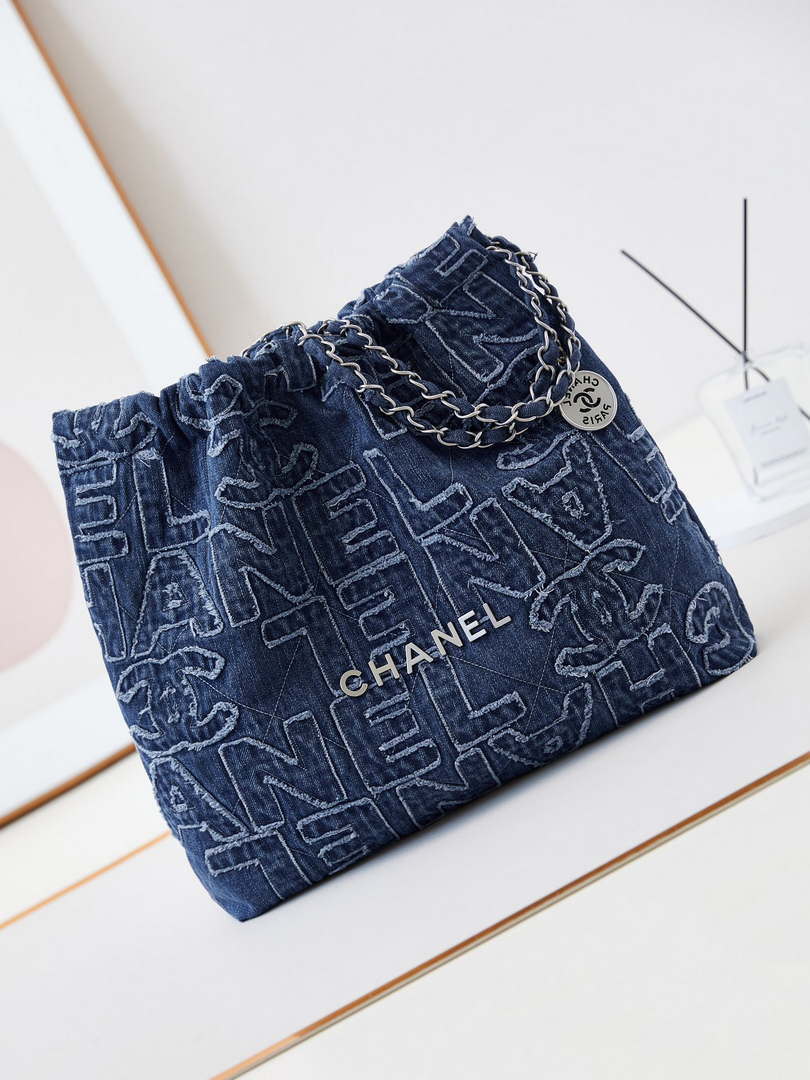 Chanel 22 AS3261 Handbag 24A Denim embroidered & Silver-Tone Metal - Default Title - View 1