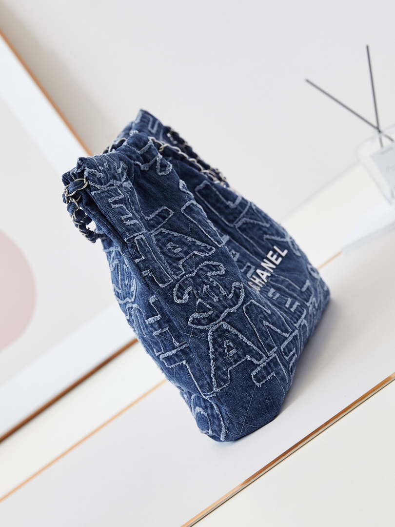 Chanel 22 AS3261 Handbag 24A Denim embroidered & Silver-Tone Metal - Default Title - View 3