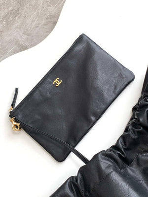 Chanel 22 AS3261 Handbag 24K Shiny Calfskin Black Gold - Default Title - View 7