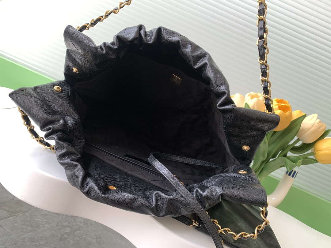 Chanel 22 AS3261 Handbag 24K Shiny Calfskin Black Gold - Default Title - View 8