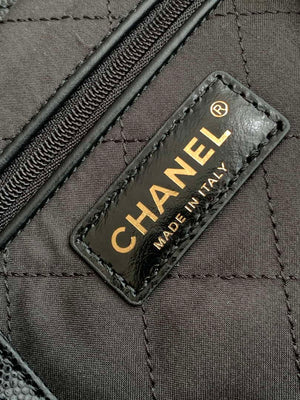 Chanel 22 AS3261 Handbag 24K Shiny Calfskin Black Gold - Default Title - View 9