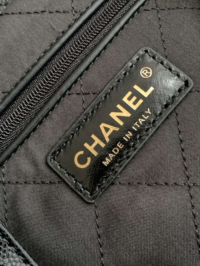 Chanel 22 AS3261 Handbag 24K Shiny Calfskin Black Gold - Default Title - View 9