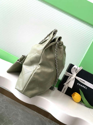 Chanel 22 AS3261 Handbag 24K Shiny Calfskin Light Green Silver - Default Title - View 2