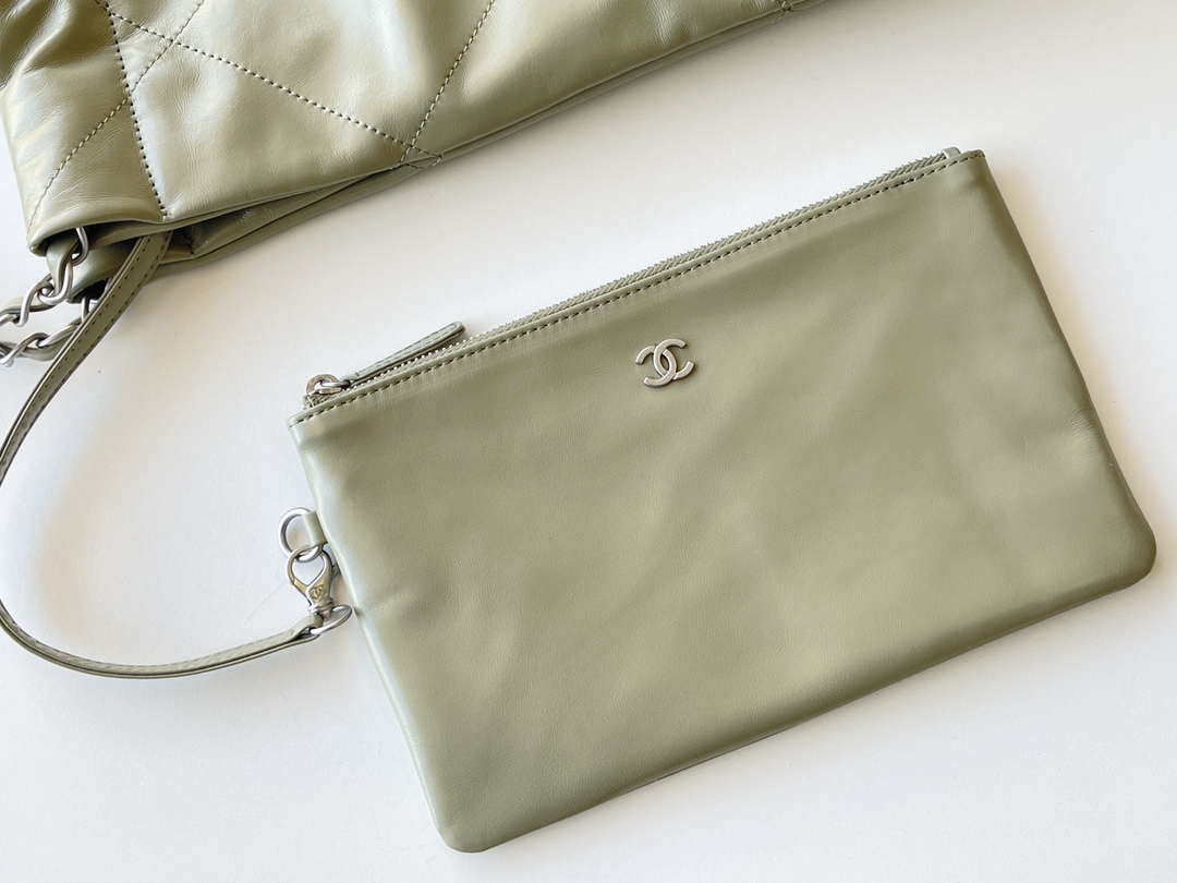 Chanel 22 AS3261 Handbag 24K Shiny Calfskin Light Green Silver - Default Title - View 7