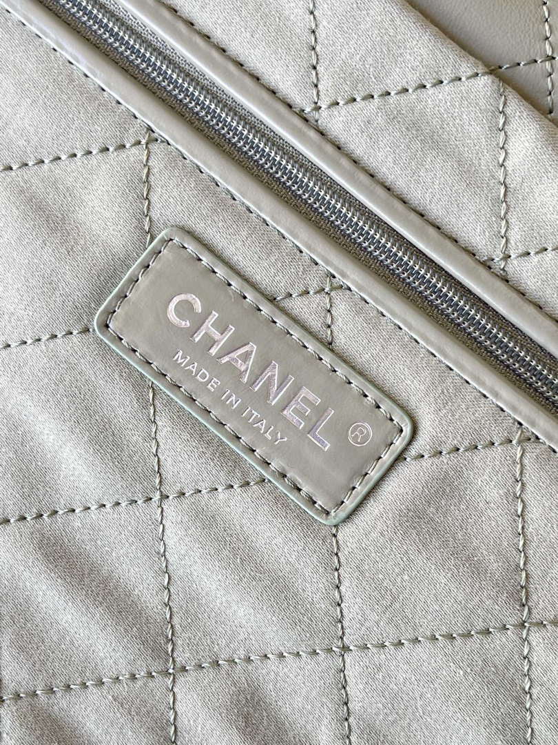 Chanel 22 AS3261 Handbag 24K Shiny Calfskin Light Green Silver