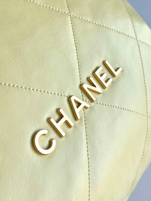 Chanel 22 AS3261 Handbag 24C Shiny Calfskin Light Yellow Gold - Default Title - View 6