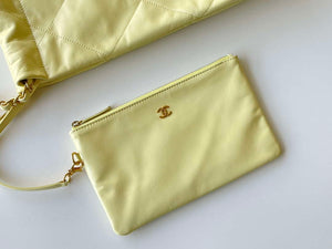 Chanel 22 AS3261 Handbag 24C Shiny Calfskin Light Yellow Gold - Default Title - View 7