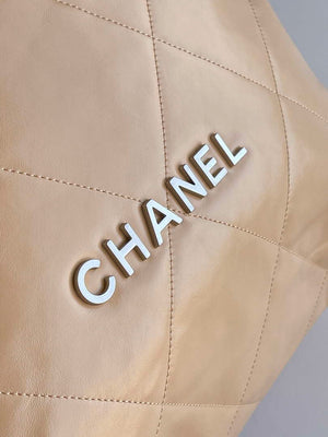 Chanel 22 AS3261 Handbag 24K Shiny Calfskin Apricot Silver - Default Title - View 6