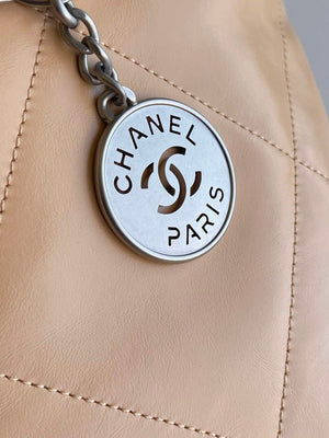 Chanel 22 AS3261 Handbag 24K Shiny Calfskin Apricot Silver - Default Title - View 7