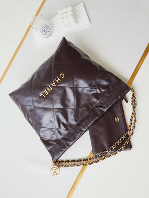 Chanel 22 AS3261 Handbag Shiny Calfskin Dark Brown - Default Title - View 7
