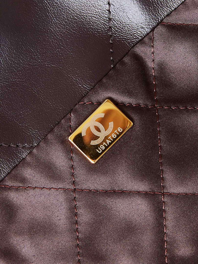 Chanel 22 AS3261 Handbag Shiny Calfskin Dark Brown - Default Title - View 8