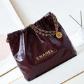 Chanel 22 AS3261 Handbag Shiny Calfskin Dark Red - Default Title - View 1