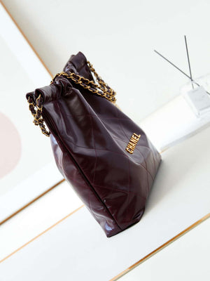 Chanel 22 AS3261 Handbag Shiny Calfskin Dark Red - Default Title - View 3