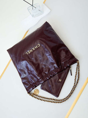 Chanel 22 AS3261 Handbag Shiny Calfskin Dark Red - Default Title - View 7