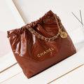 Chanel 22 AS3261 Handbag Shiny Calfskin Brown Gold - Default Title - View 1