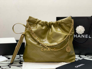 Chanel 22 Handbag Shiny Calfskin Gold AS3261 Lemon Yellow - Default Title - View 2