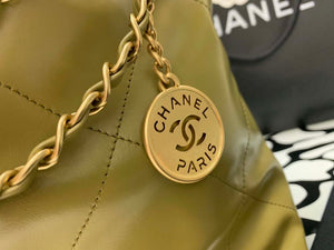 Chanel 22 Handbag Shiny Calfskin Gold AS3261 Lemon Yellow - Default Title - View 3