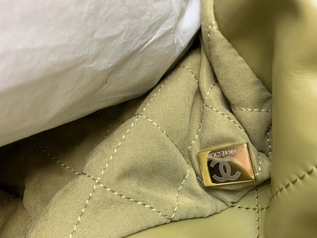 Chanel 22 Handbag Shiny Calfskin Gold AS3261 Lemon Yellow - Default Title - View 7
