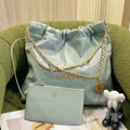 Chanel 22 Handbag Shiny Calfskin AS3261 Light Green Gold - Default Title - View 1