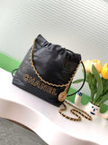 Chanel 22 AS3980 Mini Handbag 25C Shiny Calfskin & Gold -Tone Metal Black