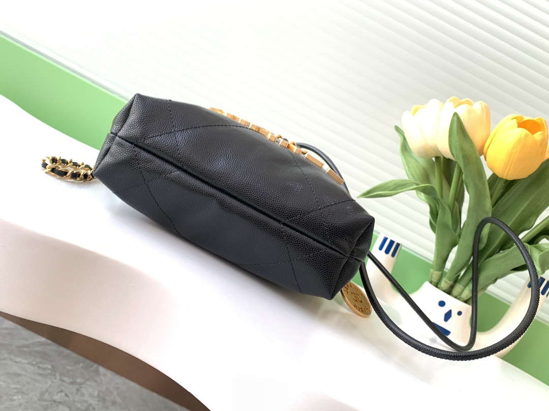 Chanel 22 AS3980 Mini Handbag 25C Shiny Calfskin & Gold -Tone Metal Black - Default Title - View 4