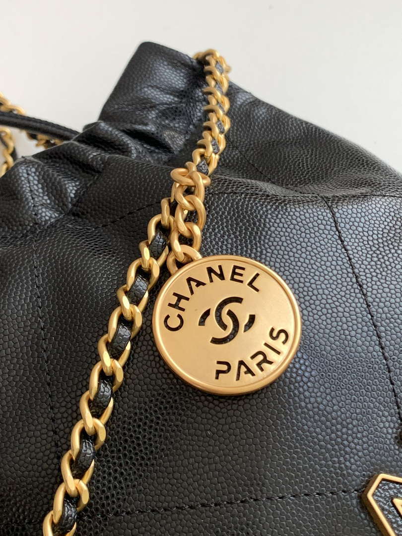 Chanel 22 AS3980 Mini Handbag 25C Shiny Calfskin & Gold -Tone Metal Black - Default Title - View 6