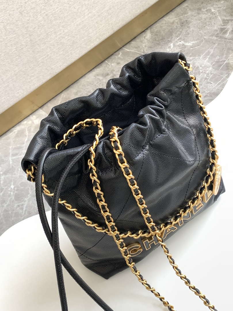 Chanel 22 AS3980 Mini Handbag 25C Shiny Calfskin & Gold -Tone Metal Black - Default Title - View 7