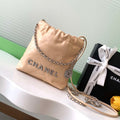 Chanel 22 AS3980 Mini Handbag 25C Shiny Calfskin & Silver-Tone Metal Apricot - Default Title - View 1