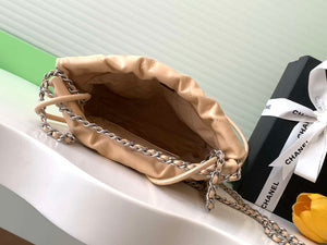 Chanel 22 AS3980 Mini Handbag 25C Shiny Calfskin & Silver-Tone Metal Apricot - Default Title - View 5