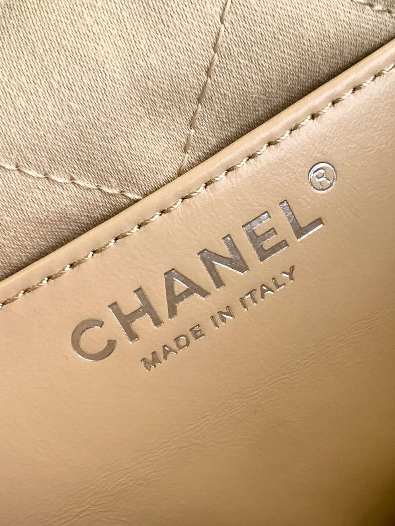 Chanel 22 AS3980 Mini Handbag 25C Shiny Calfskin & Silver-Tone Metal Apricot - Default Title - View 9