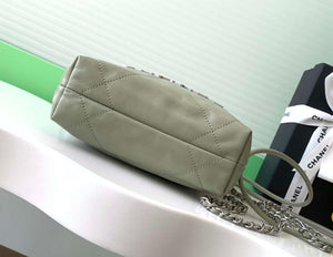 Chanel 22 AS3980 Mini Handbag 25C Shiny Calfskin & Silver-Tone Metal Light Green - Default Title - View 4