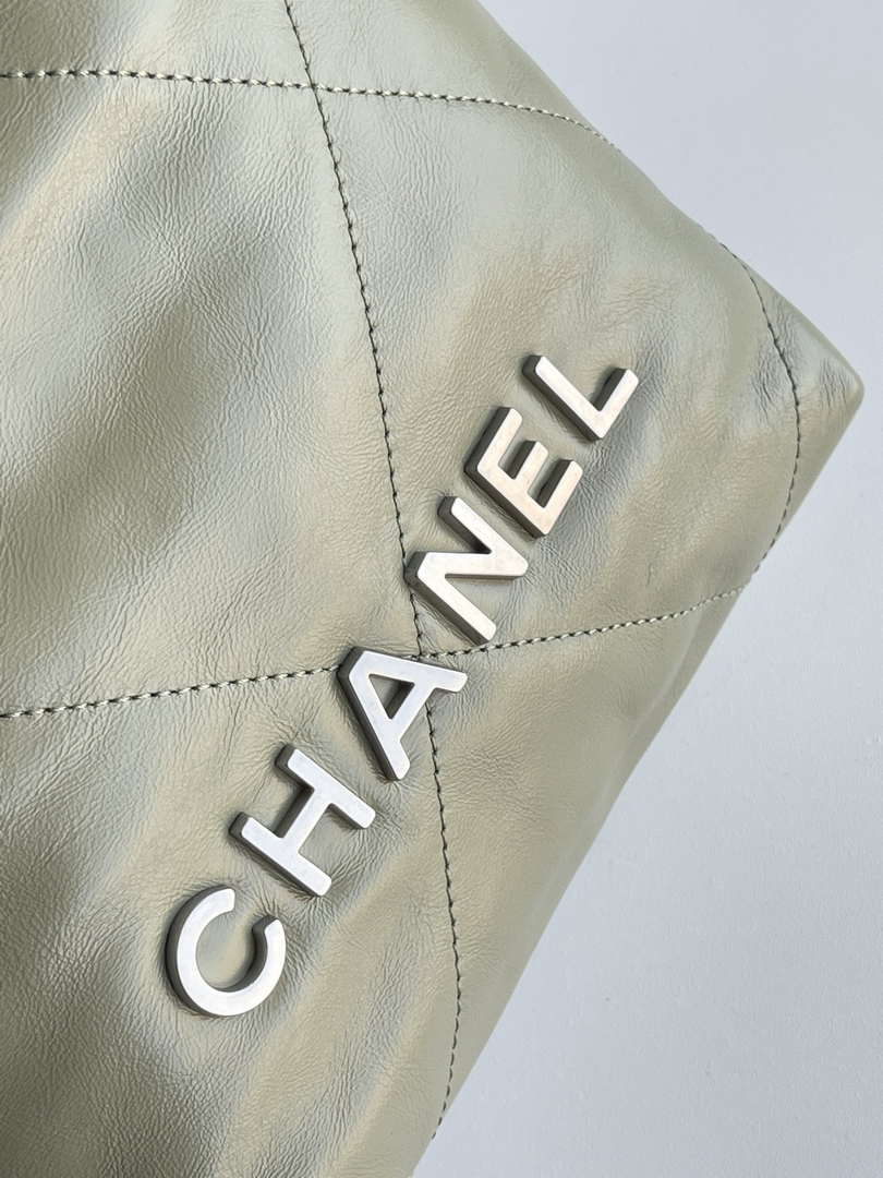 Chanel 22 AS3980 Mini Handbag 25C Shiny Calfskin & Silver-Tone Metal Light Green
